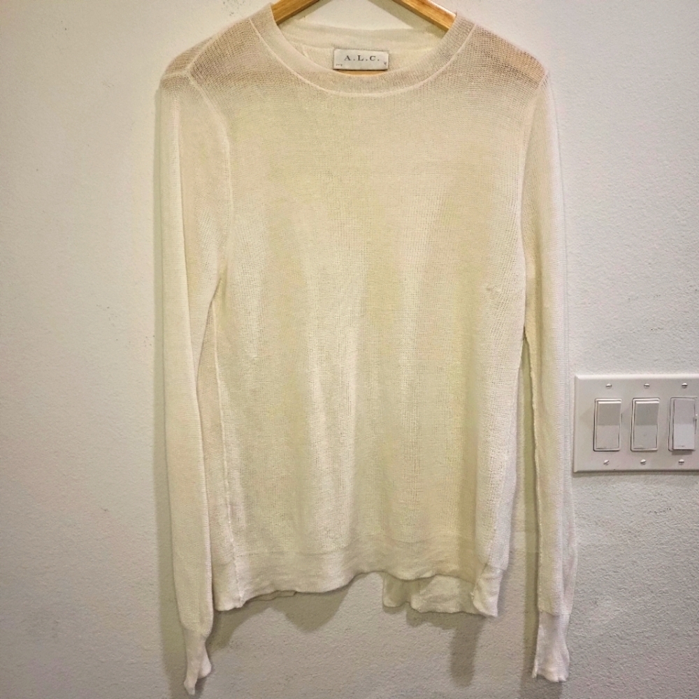 A.L.C. White Long Sleeve Sheer Blouse